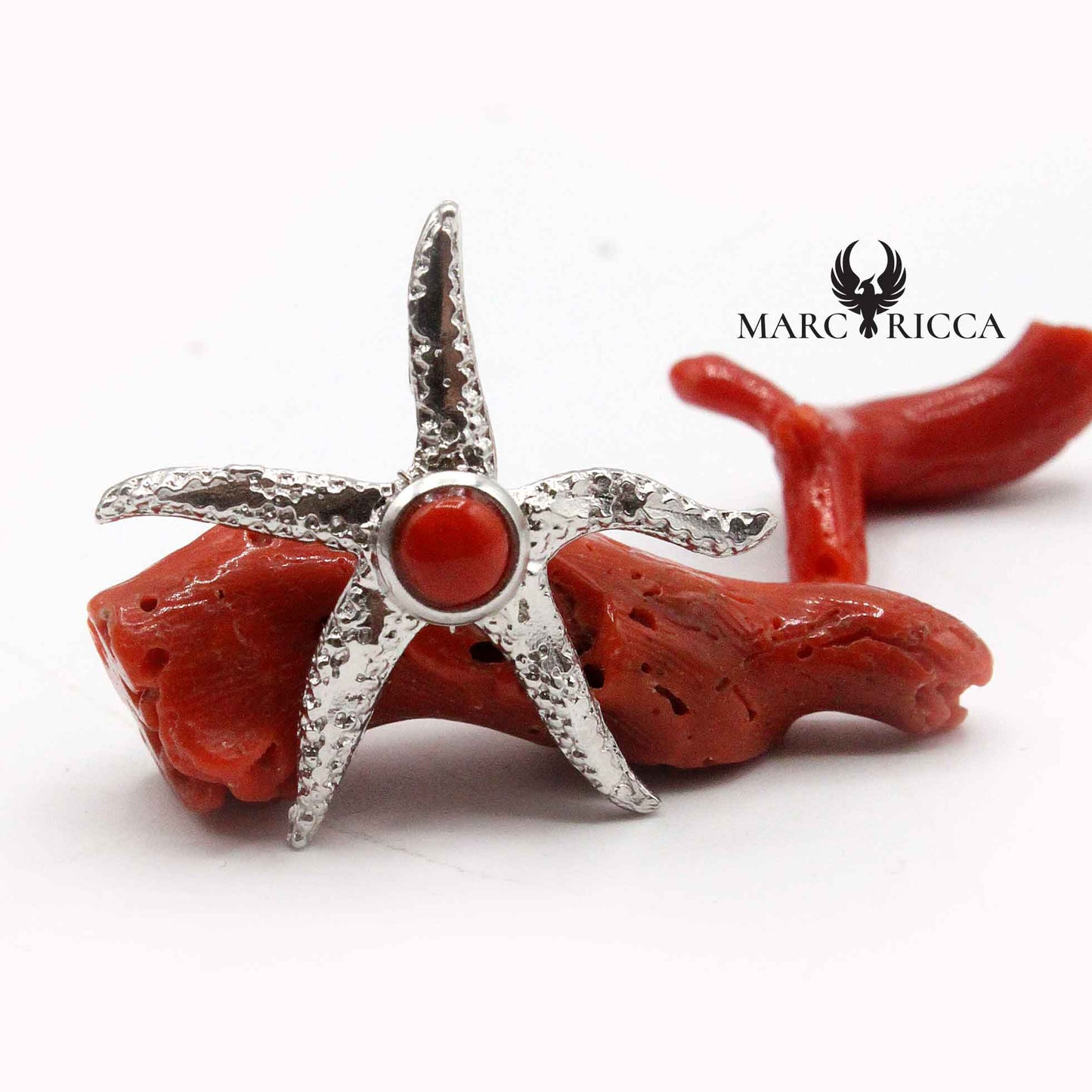 Pendentif Argent Etoile de Mer & Corail