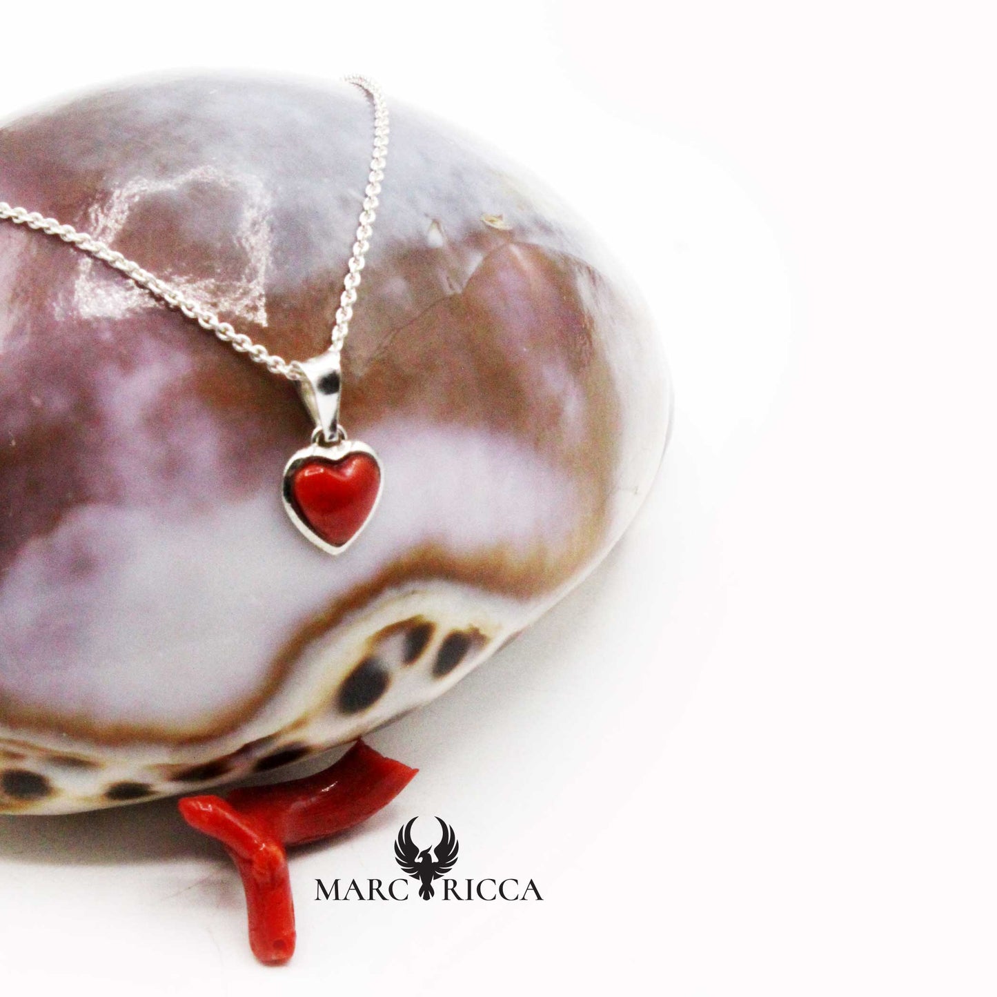 Pendentif Argent Cœur Corail Contouré