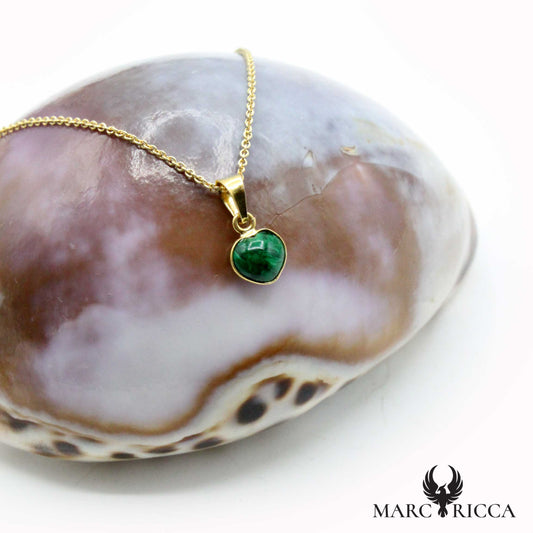 Pendentif Argent Cœur Contouré Lapis/Malachite/Onyx Vermeil