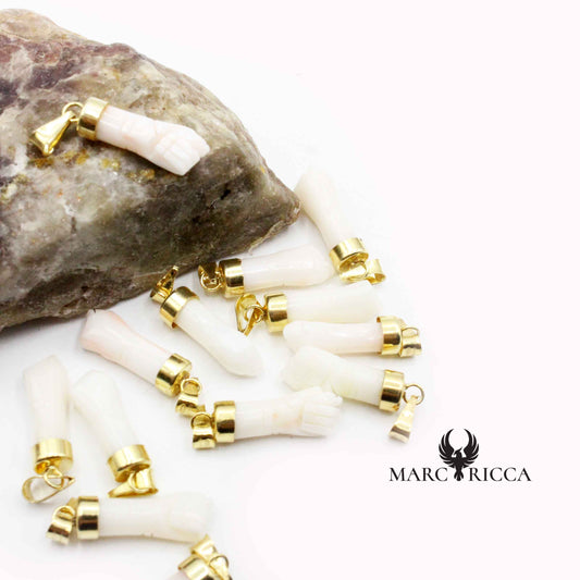 Pendentif Argent Main Corail Blanc