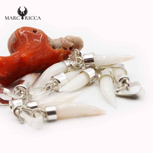 Pendentif Argent Corne Corail Blanche