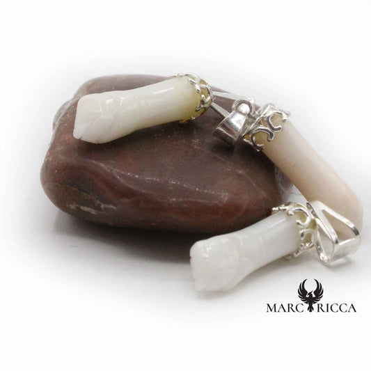 Pendentif Argent Main Festonné Corail Blanc