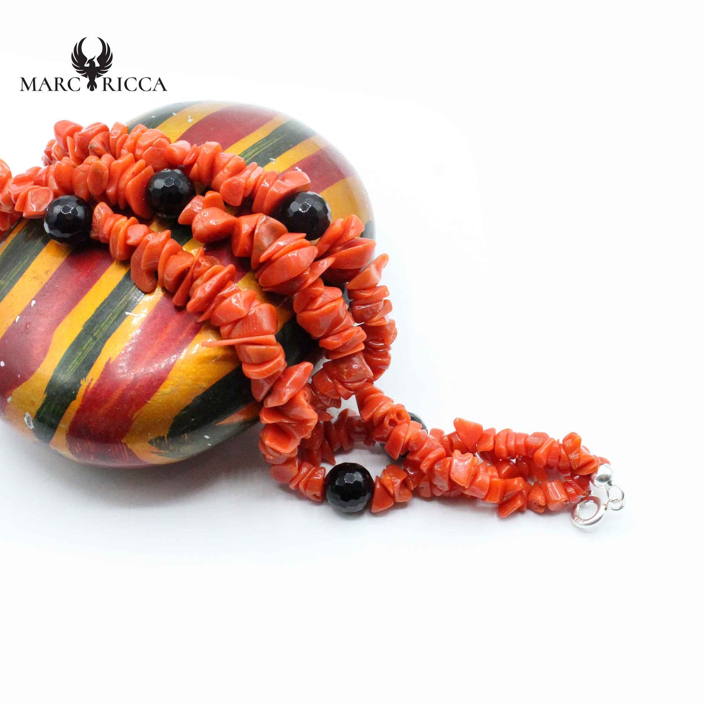 Bracelet Argent 3 Rangs Sassi Corail Rouge