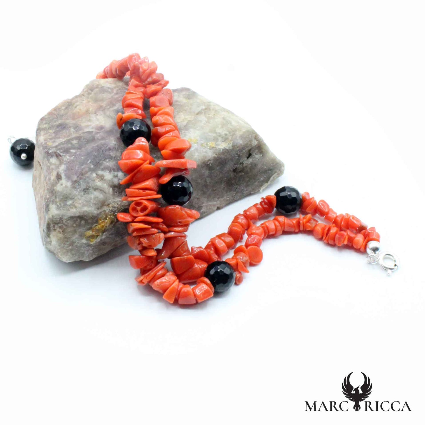 Bracelet Argent 2 Rangs Sassi Corail Rouge