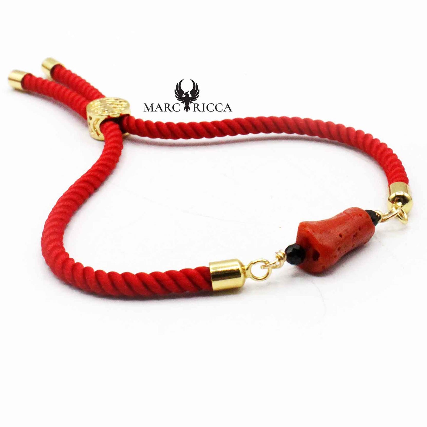 Bracelet Argent Corail Rouge & Onyx Vermeil