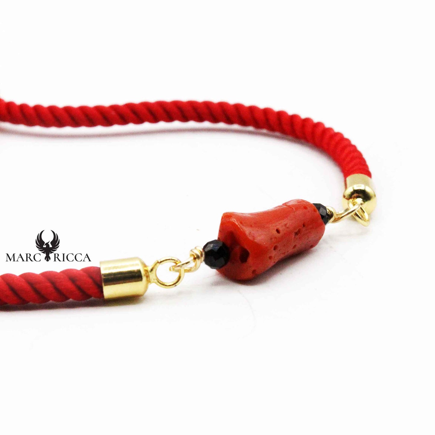 Bracelet Argent Corail Rouge & Onyx Vermeil