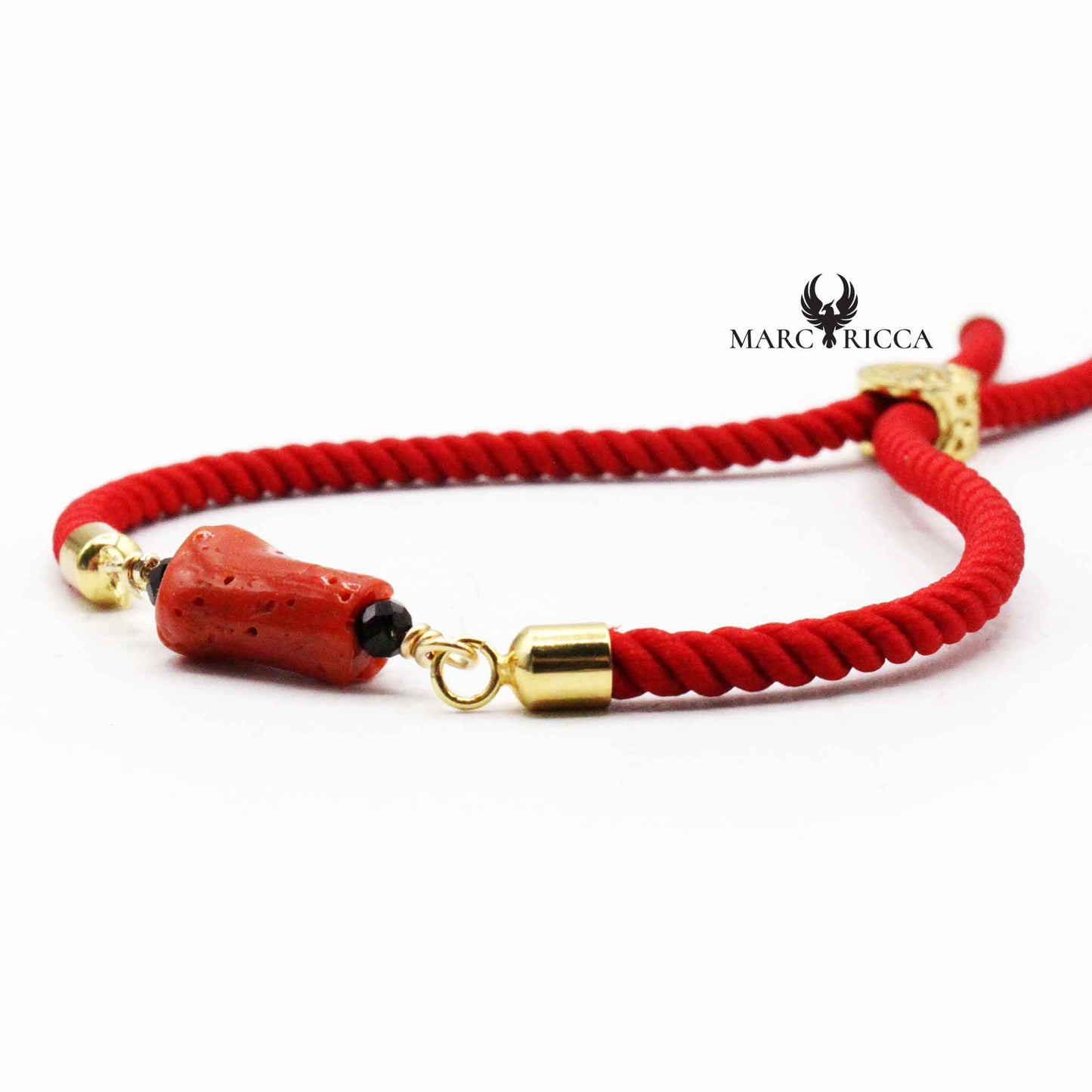Bracelet Argent Corail Rouge & Onyx Vermeil