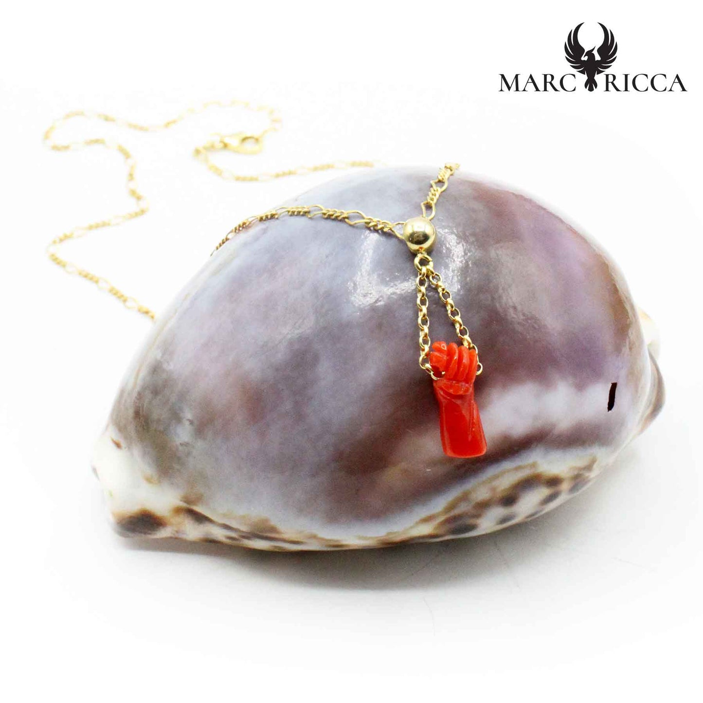 Collier Argent Main Corail Rouge Vermeil