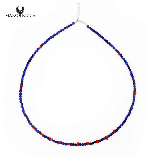 Collier Argent Lapis Lazuli & Corail