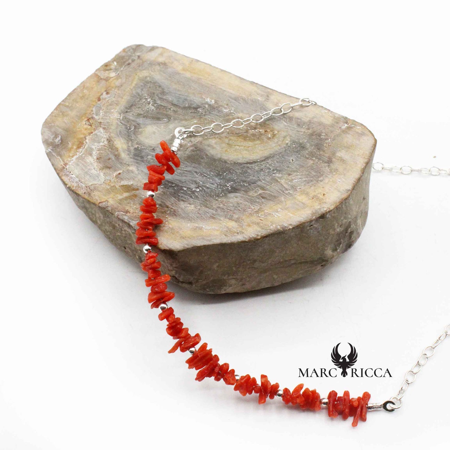 Collier Argent Cupolino Corail Rouge