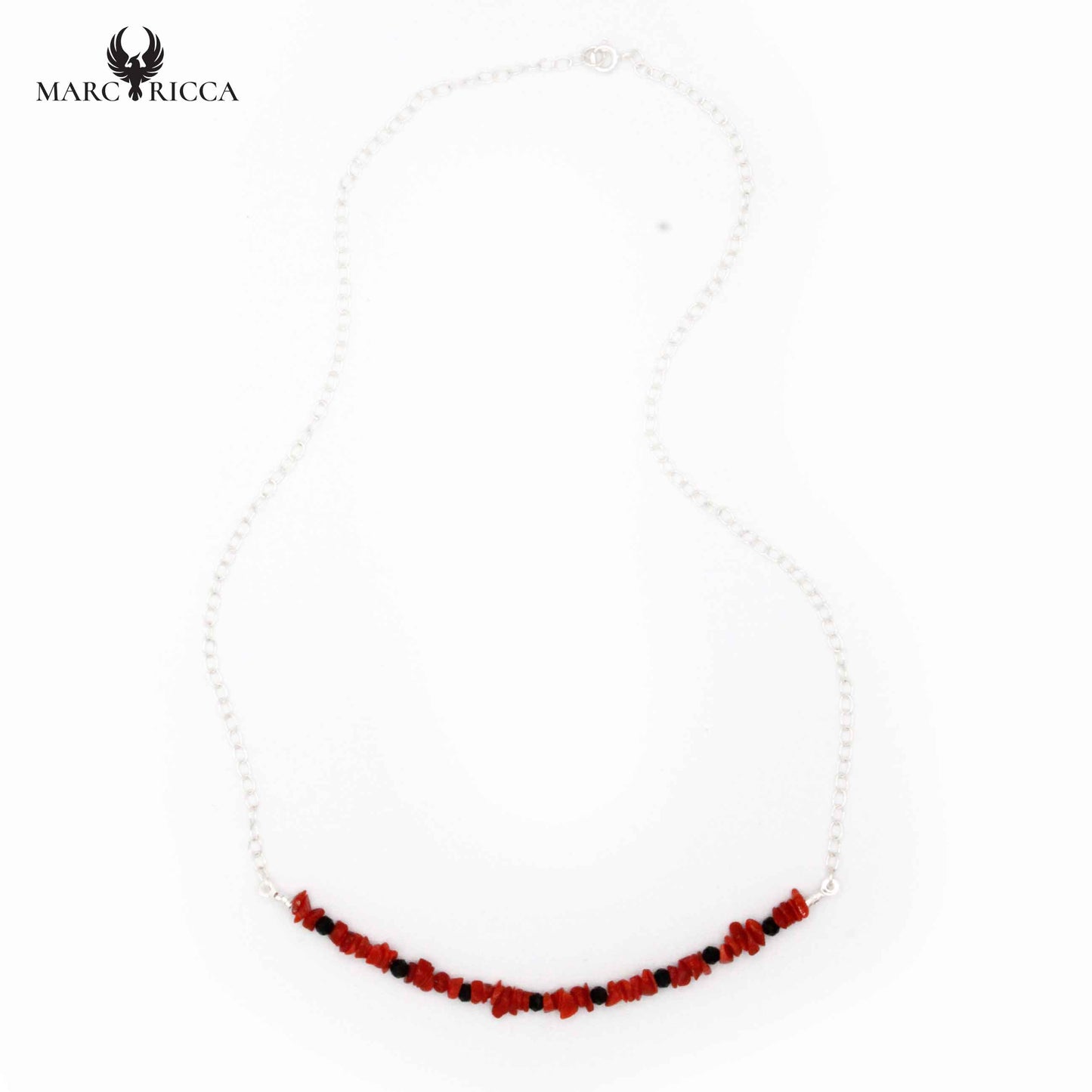 Collier Argent Cupolino Corail Rouge et Cristaux