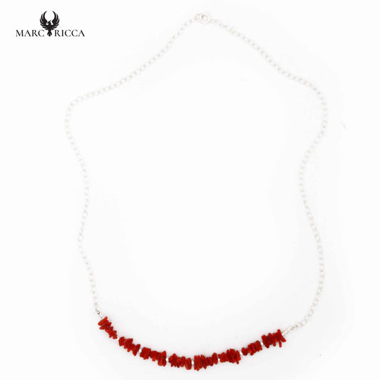 Collier Argent Cupolino Corail Rouge