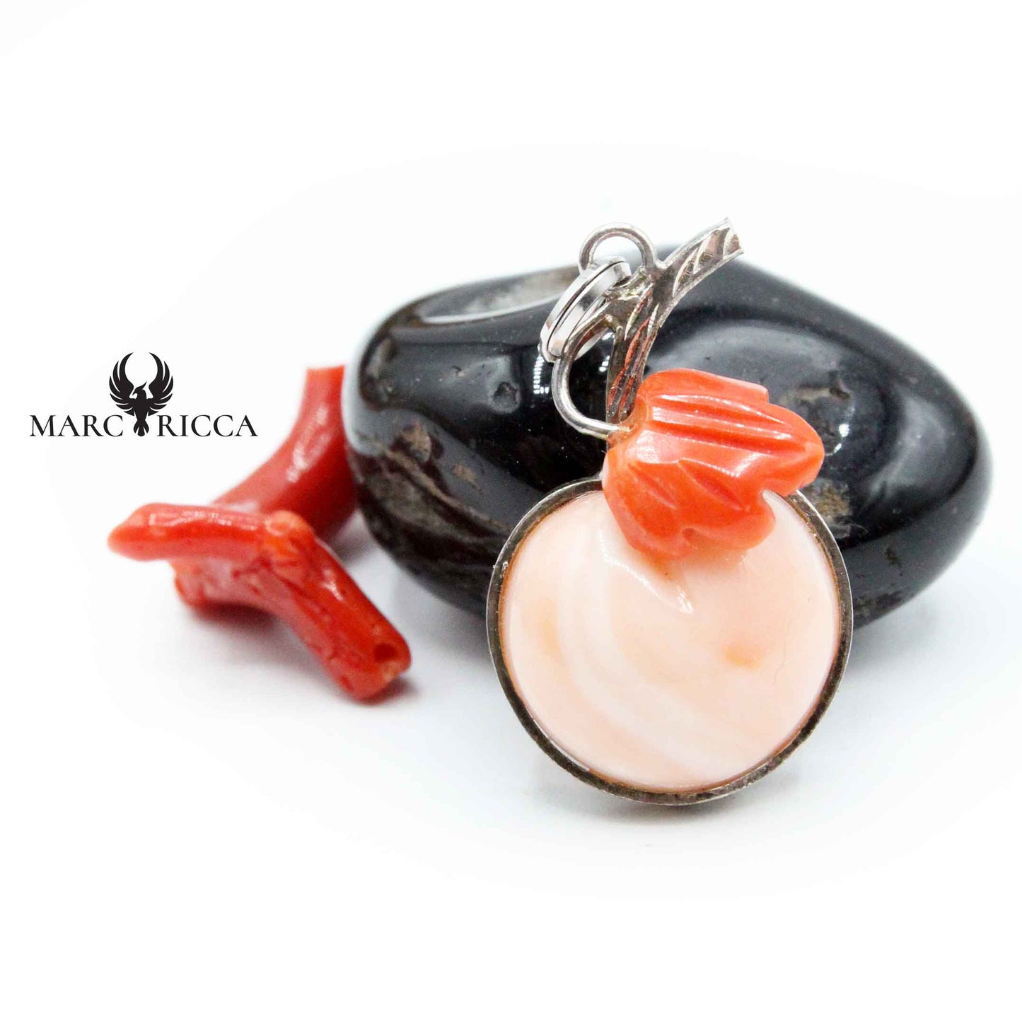 Pendentif Argent Pomme en Corail