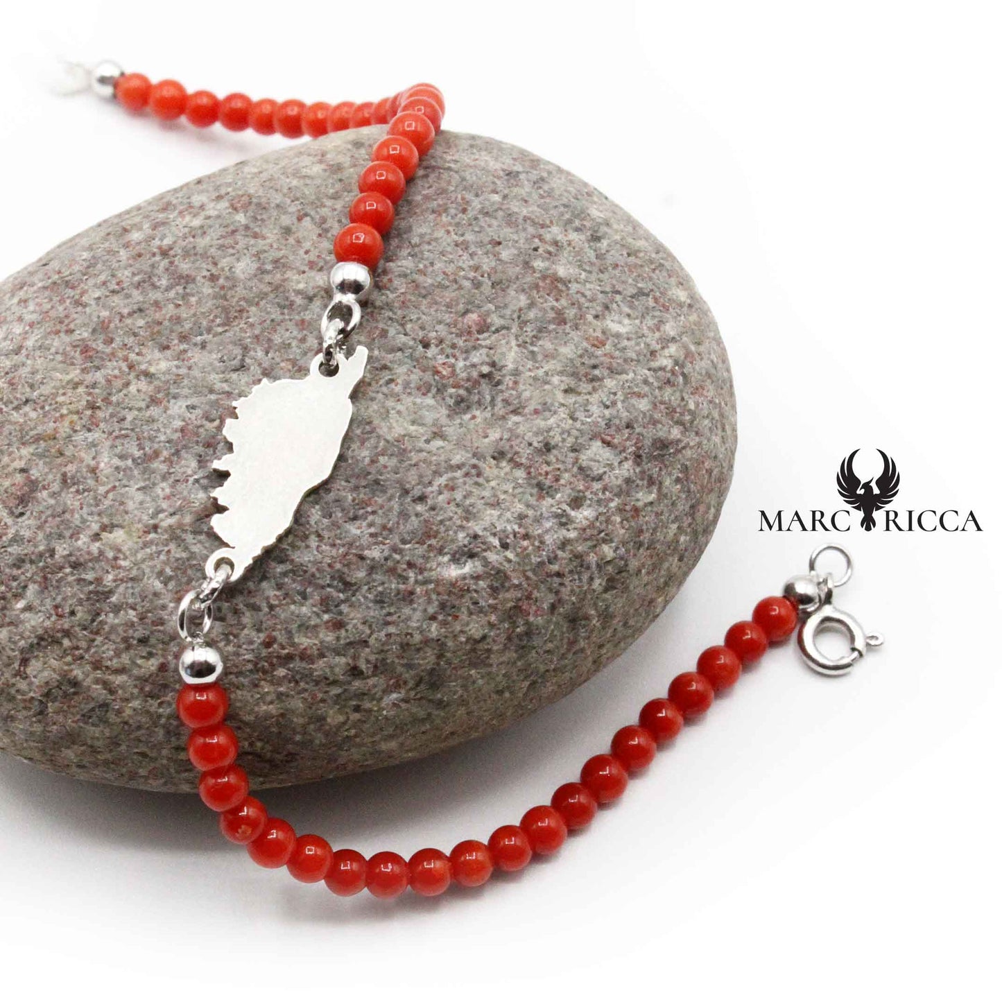 Bracelet Argent Corail Rouge et Corse