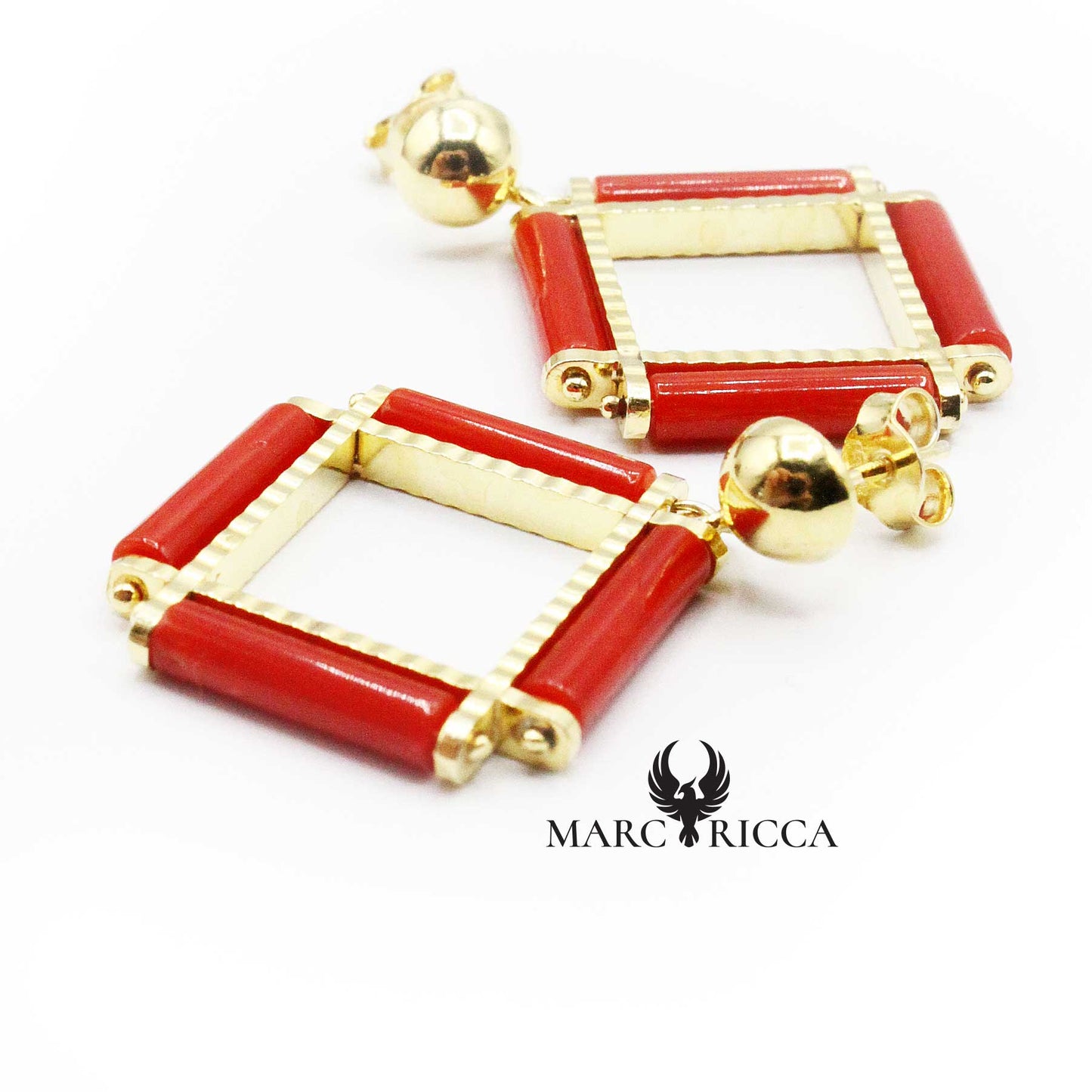 Boucles Argent Tubes en Corail Vermeil