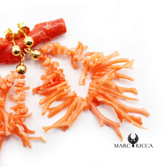 Boucles Argent franges Corail