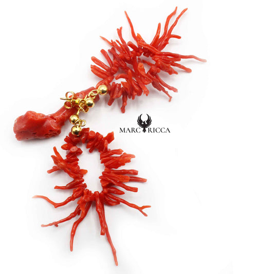 Boucles Argent franges Corail