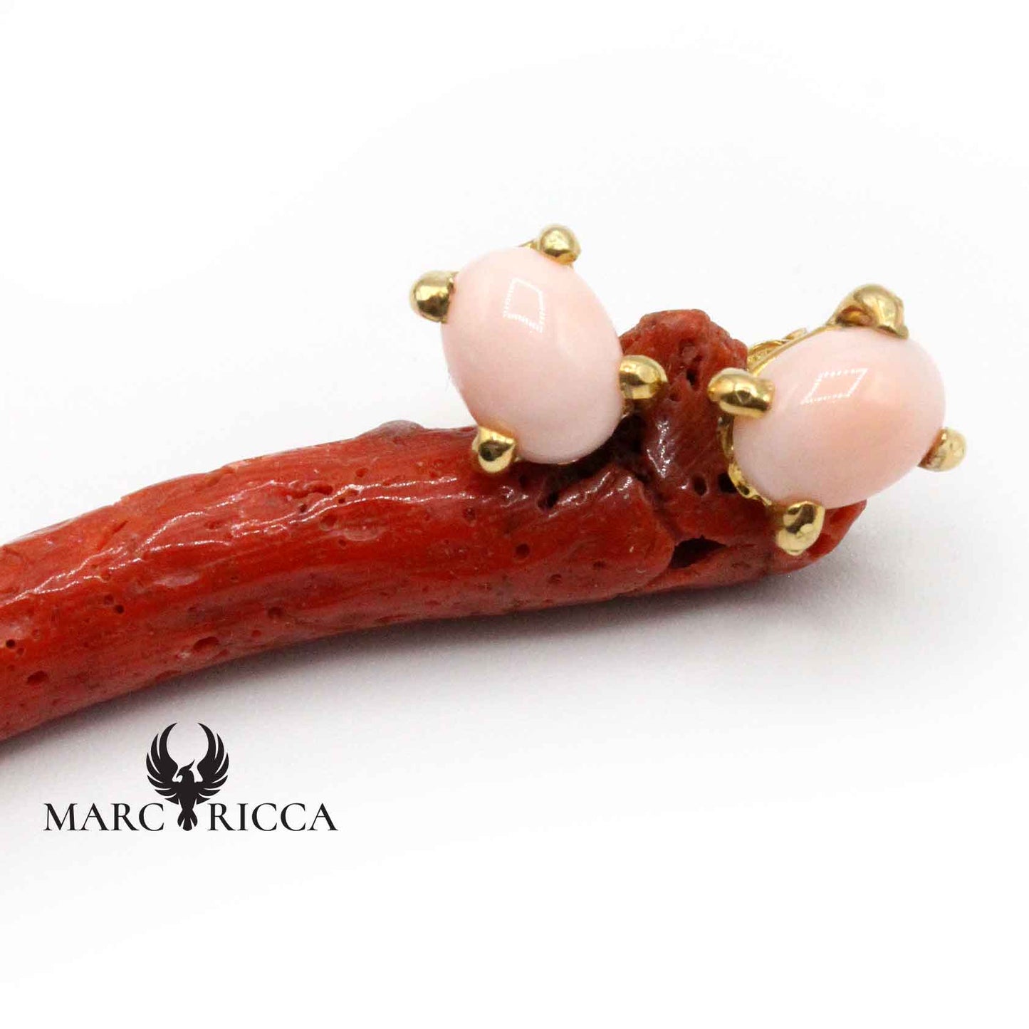 Boucles Argent Ovales Corail Rose Vermeil