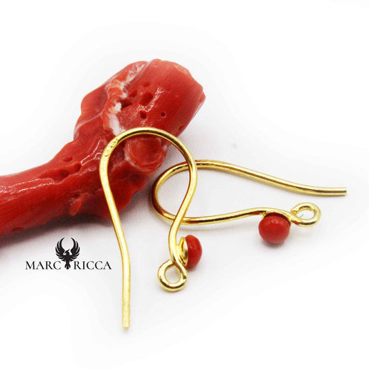 Boucles Argent Crochet Perle Corail 3mm