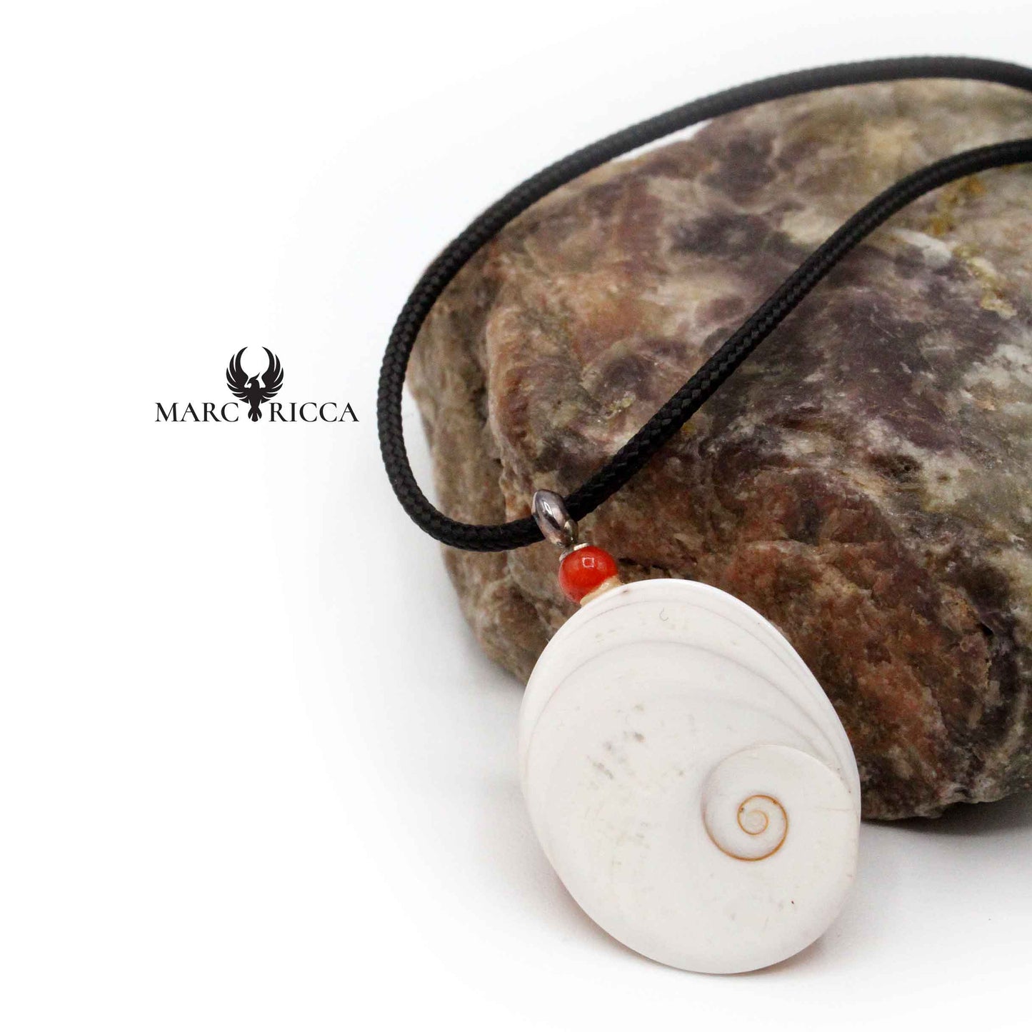 Collier Argent Cordon Œil de St-Lucie Naturel et Corail