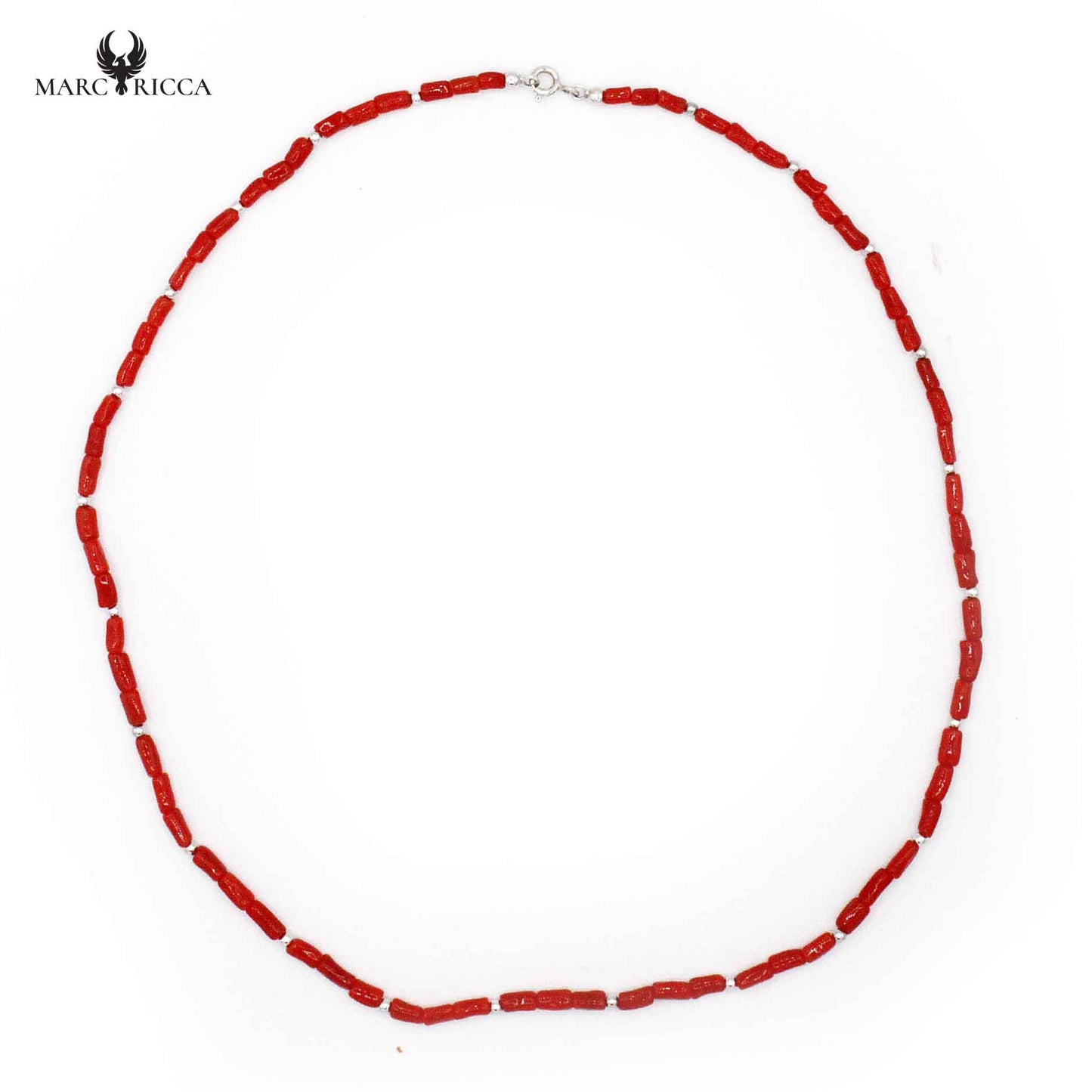 Collier Argent Tubes Corail Rouge