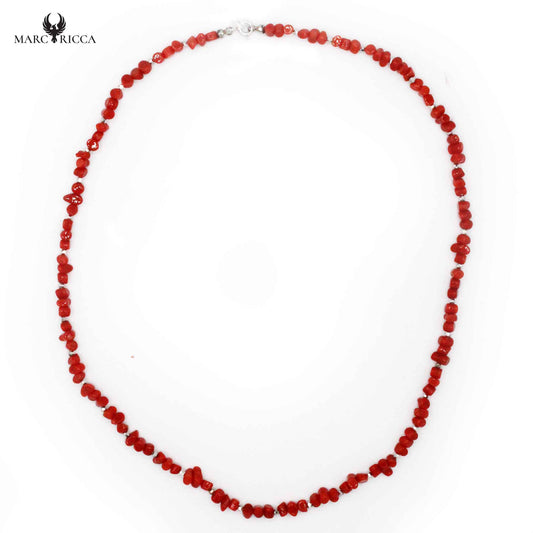 Collier Argent Baroque Perles de Corail Rouge