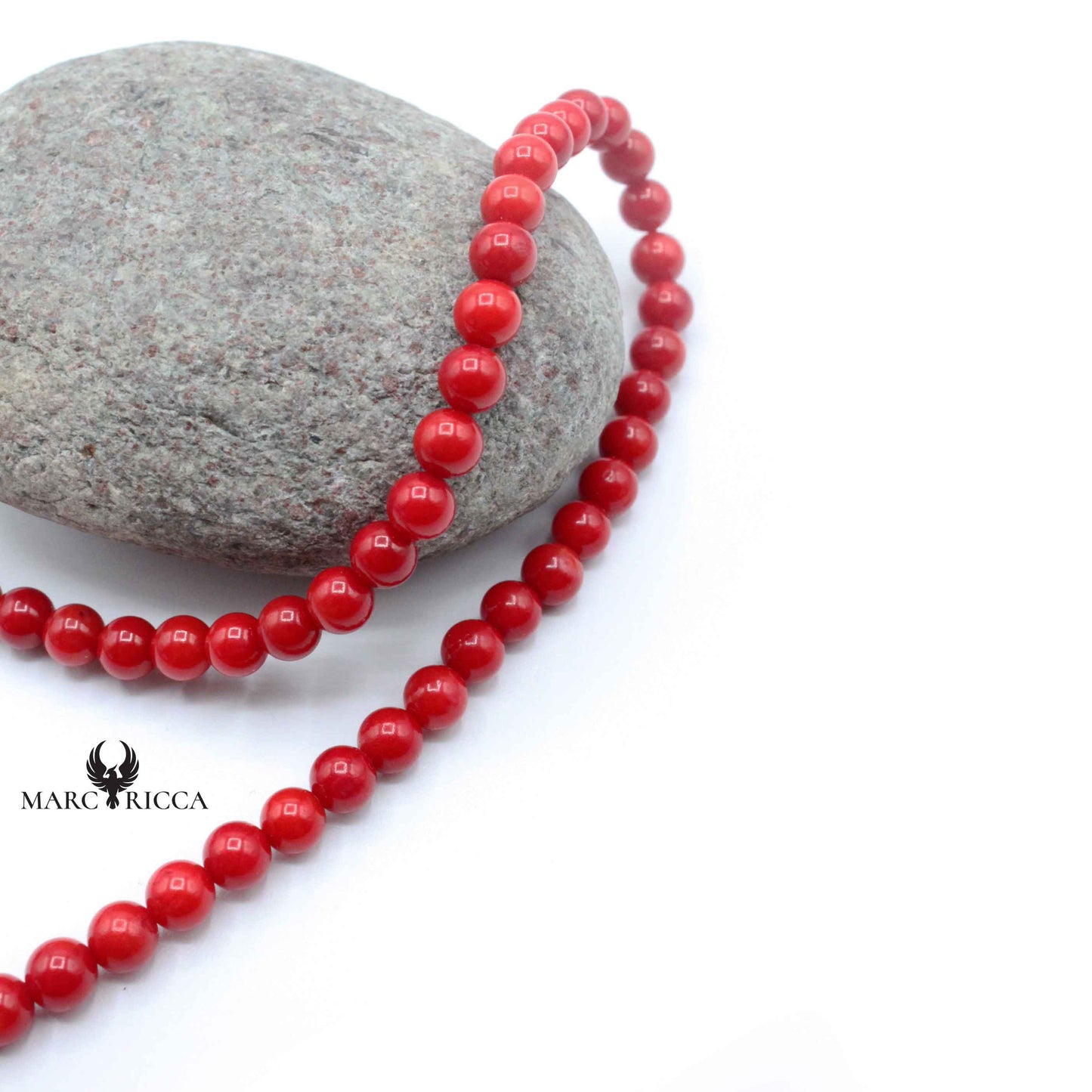 Collier Argent Perles Corail Végétal