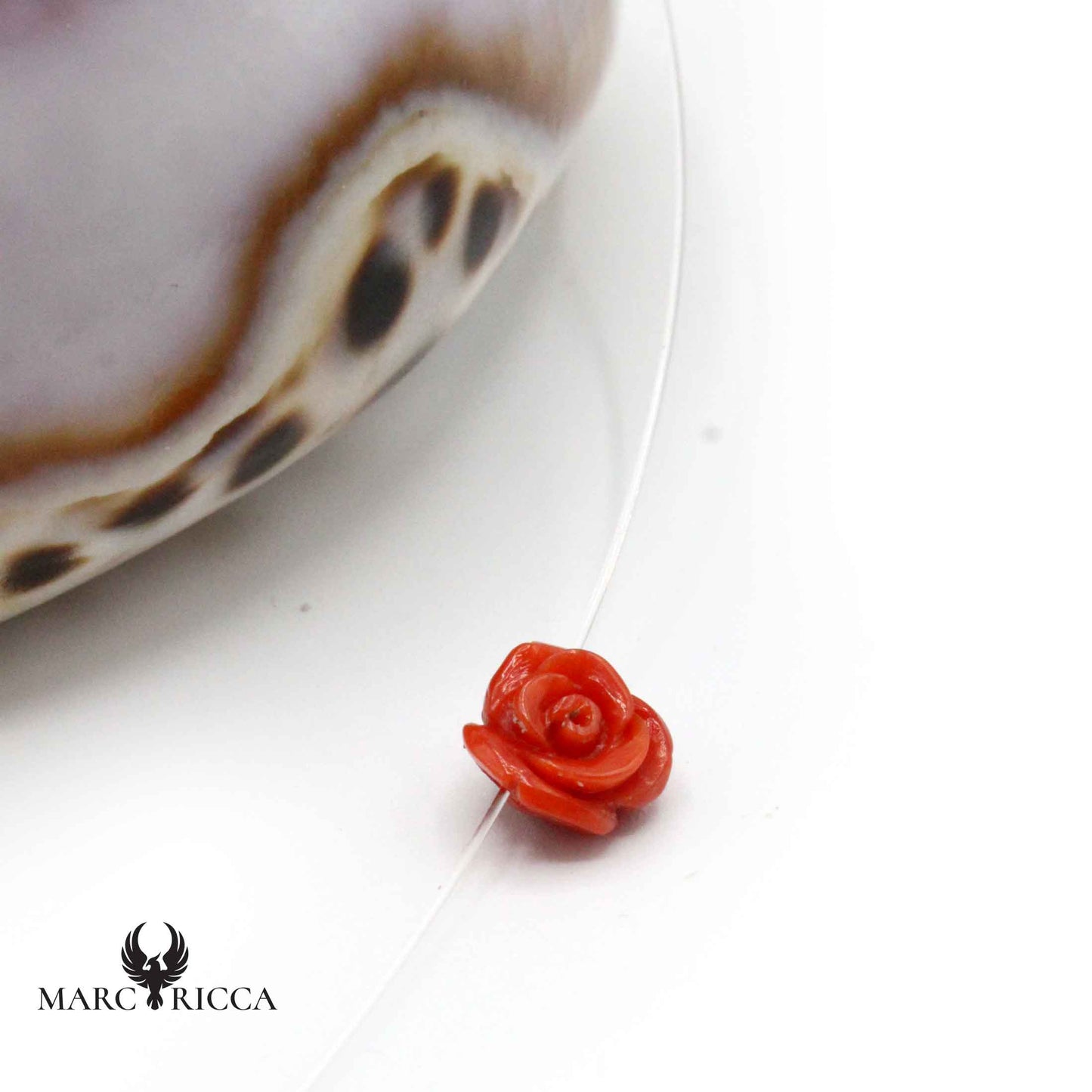 Collier Argent Fil de Pêche Rose Corail Rouge