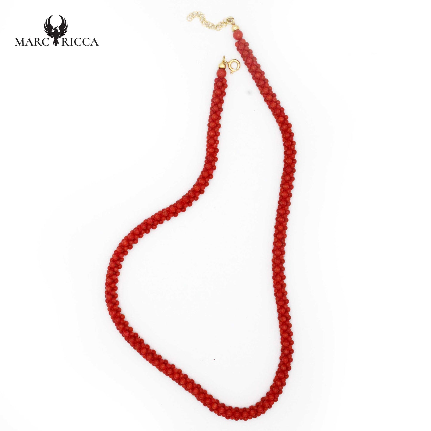 Collier Argent Perles (3 mm) Corail Rouge