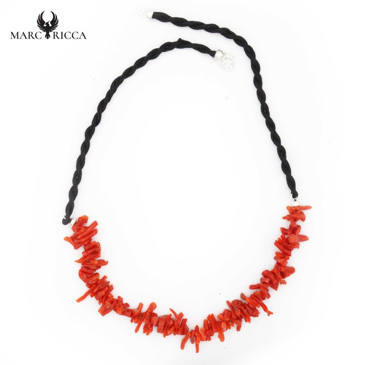 Collier Argent Cordon et Corail Rouge