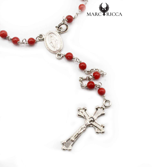 Chapelet Argent Corail Rouge