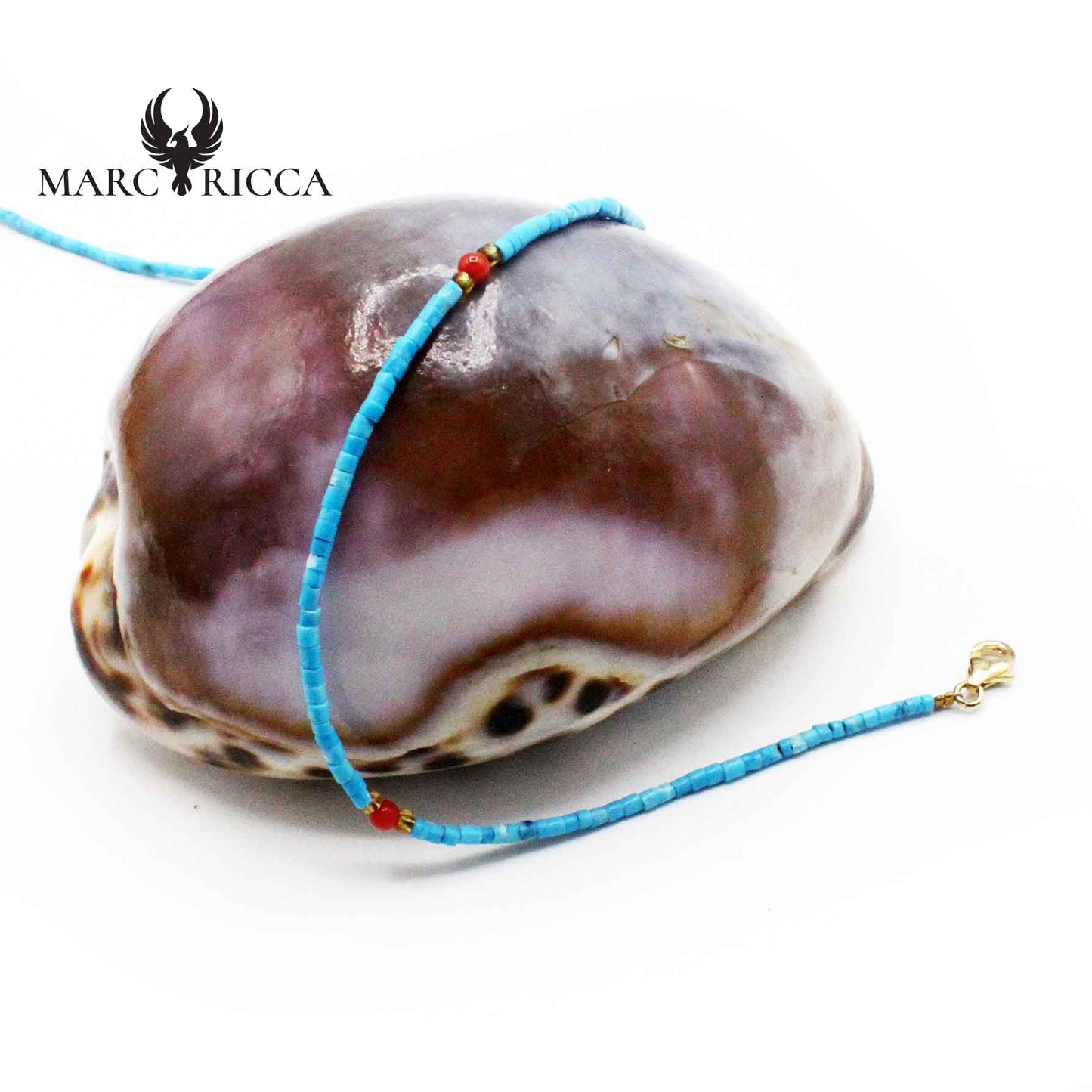 Collier Argent Turquoise et Corail Rouge Vermeil