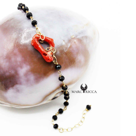 Bracelet Argent Anneau de Corail Rouge