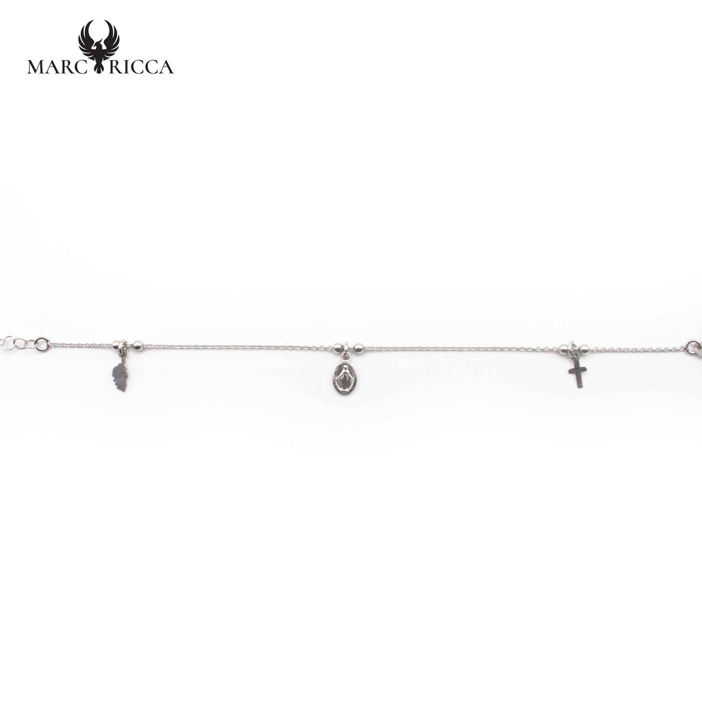 Bracelet Argent Chainette Corse, Miraculeuse et Croix