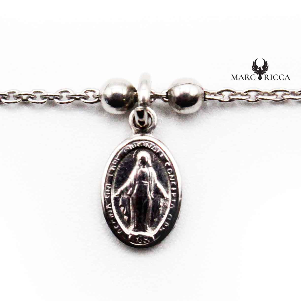Bracelet Argent Chainette Corse, Miraculeuse et Croix