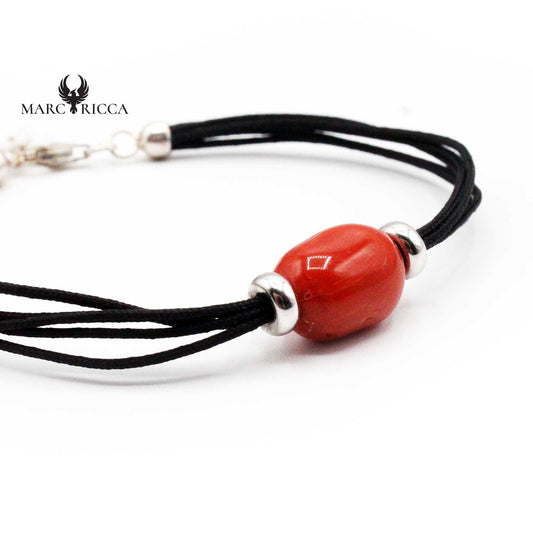 Bracelet Argent Cordon 5 fils & Corail