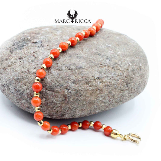 Bracelet Argent Perles de Corail Rouge