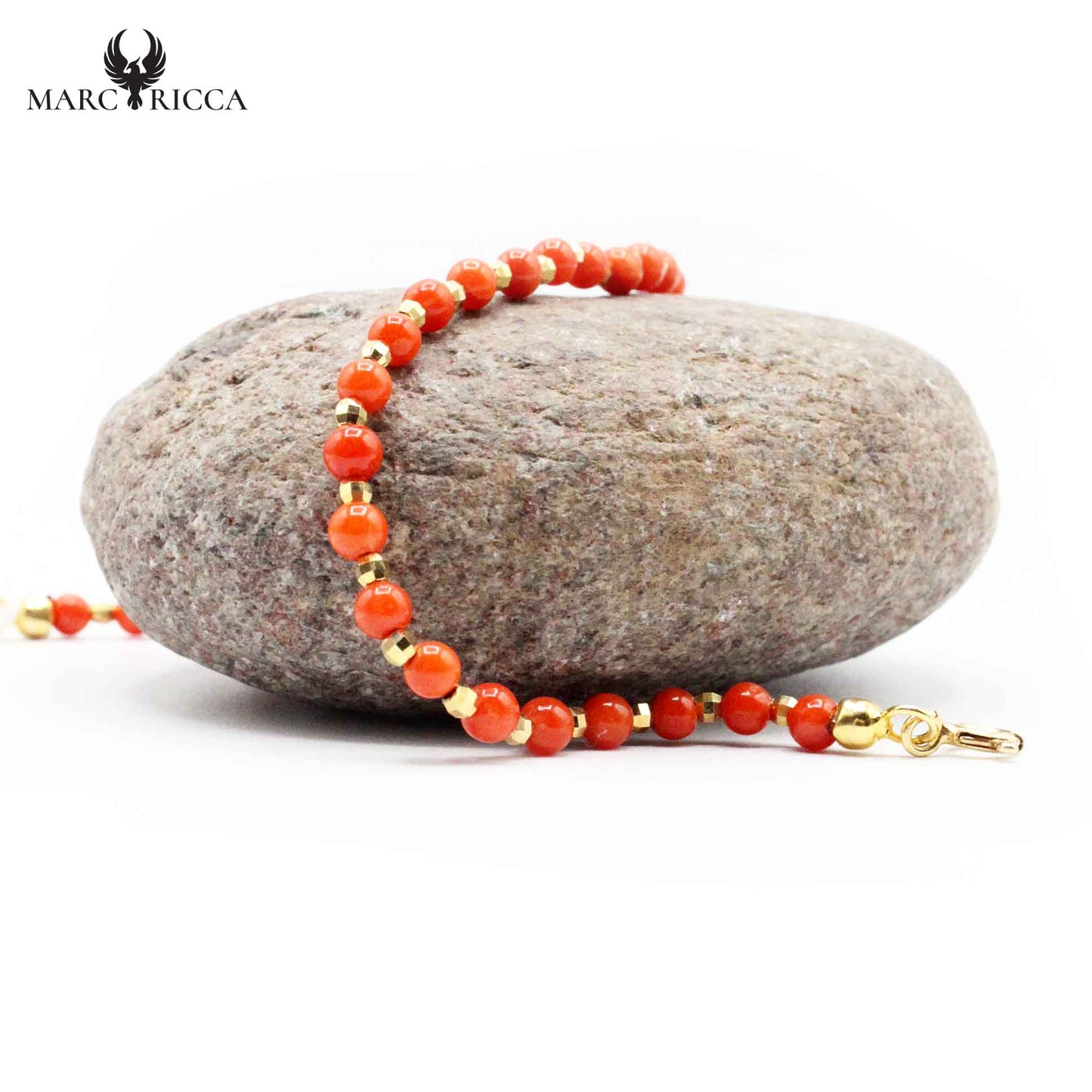 Bracelet Argent Perles de Corail Rouge