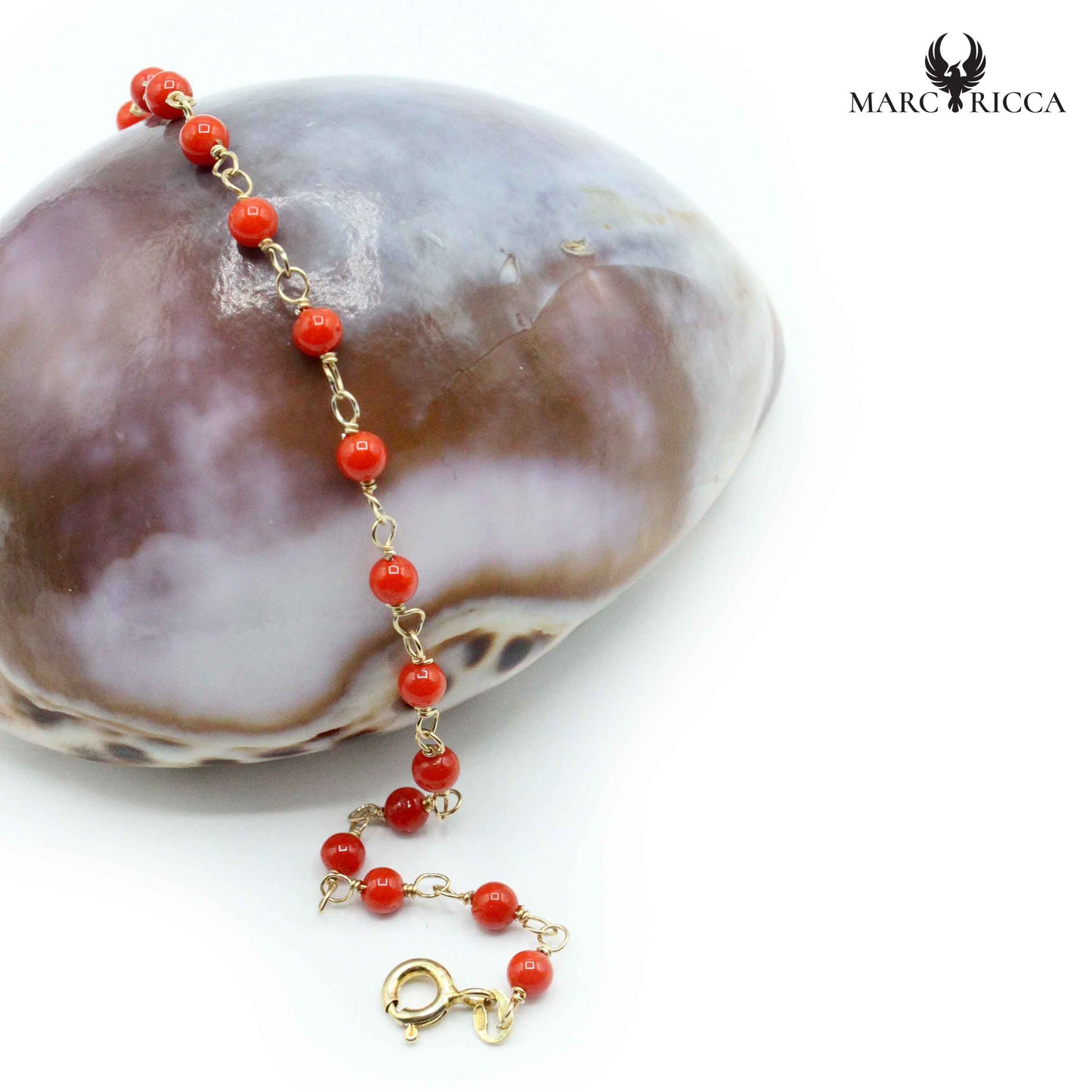 Bracelet Argent Perles de Corail Rouge Vermeil