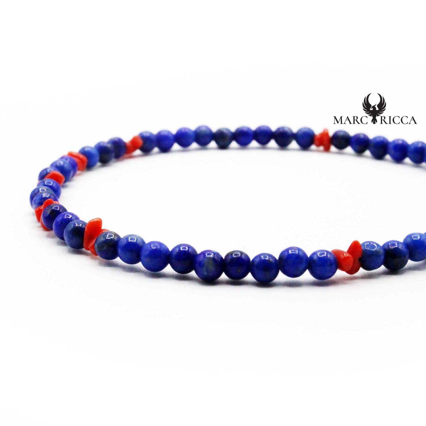 Bracelet Argent Corail Rouge et Lapis Lazuli