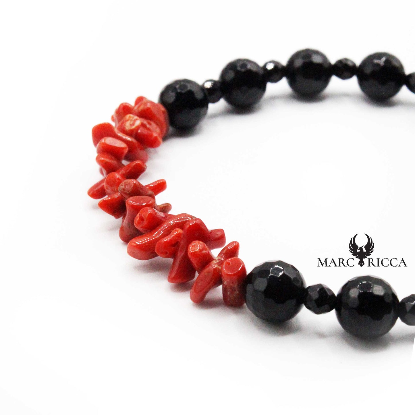 Bracelet Argent Cupolino Corail Rouge et Onyx