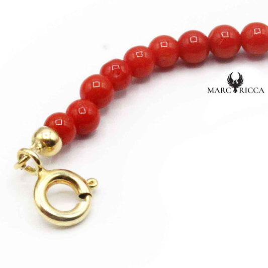 Bracelet Argent Perles de Corail Rouge et Blanc Vermeil