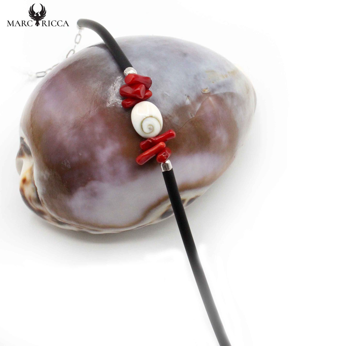 Bracelet Argent Corail Rouge Végétal & œil de St Lucie