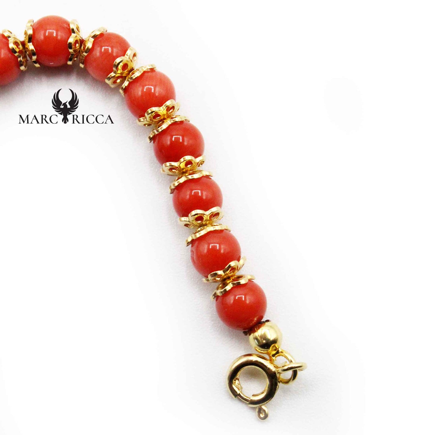 Bracelet Argent Perles Corail Rouge