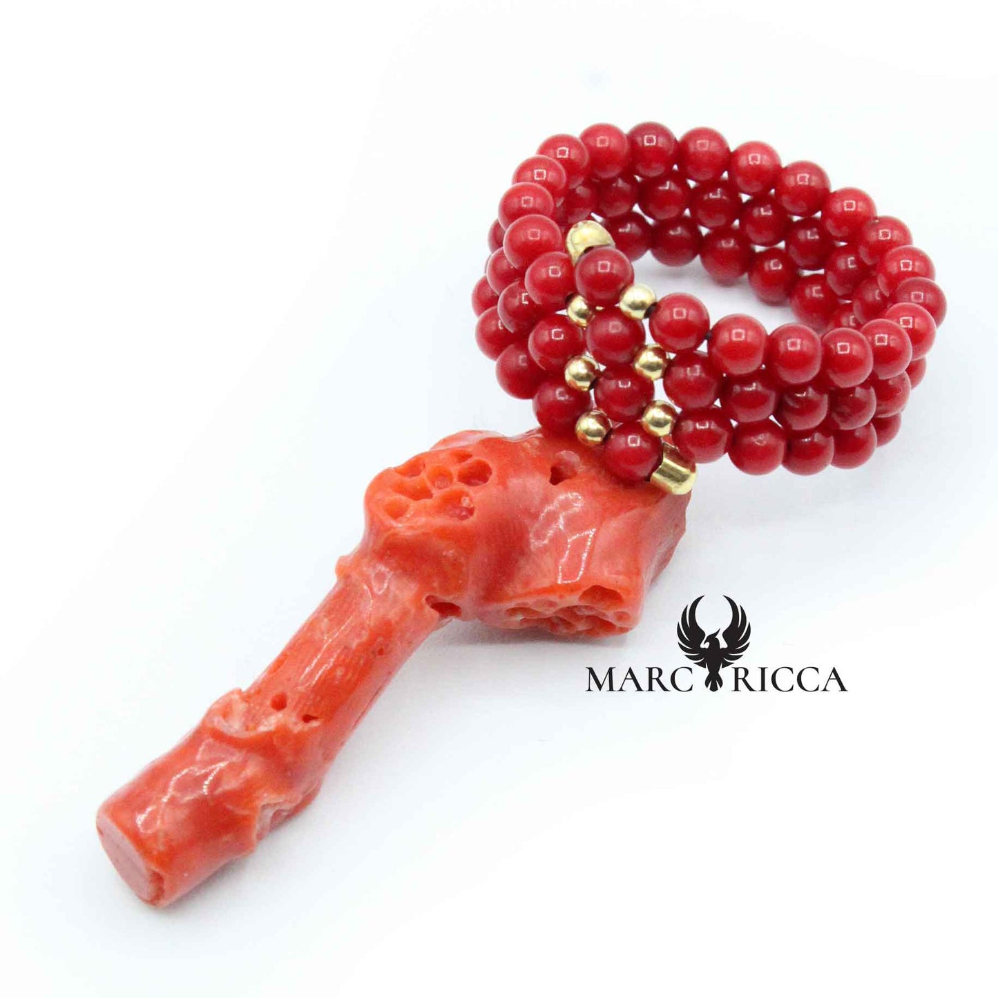 Bague Vermeil Corail Végétal Rangs