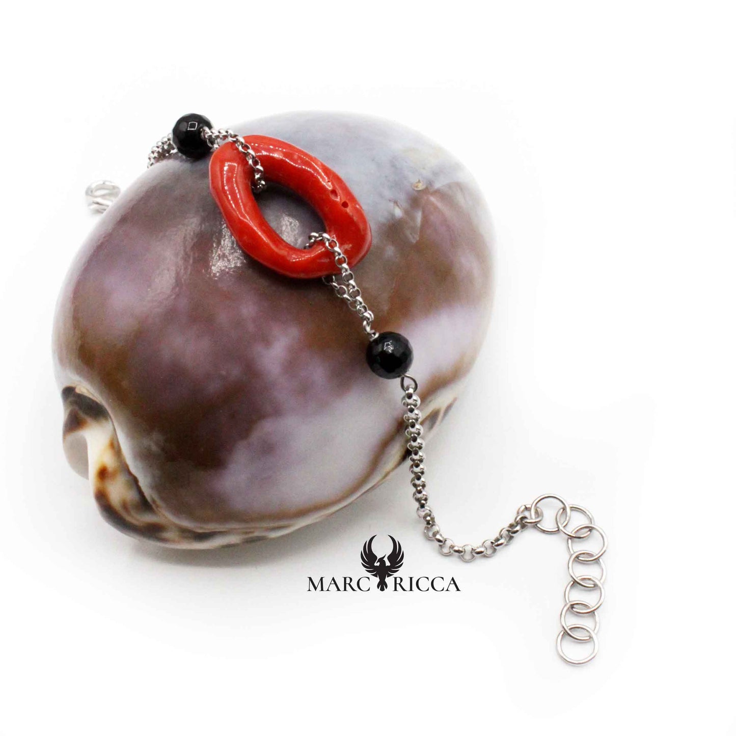 Bracelet Argent Anneau de Corail Rouge