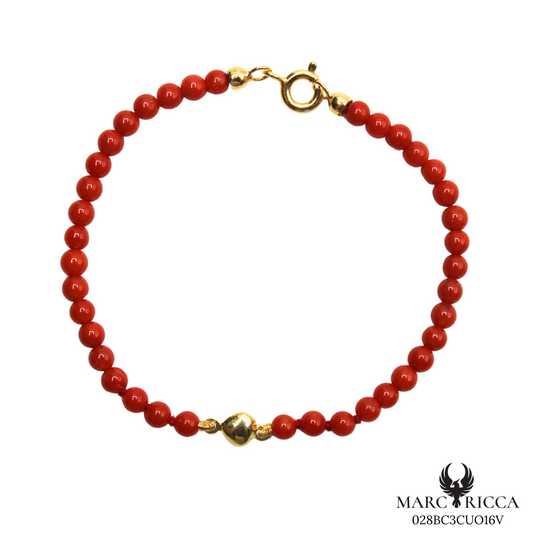Bracelet Vermeil Corail Perle & Coeur