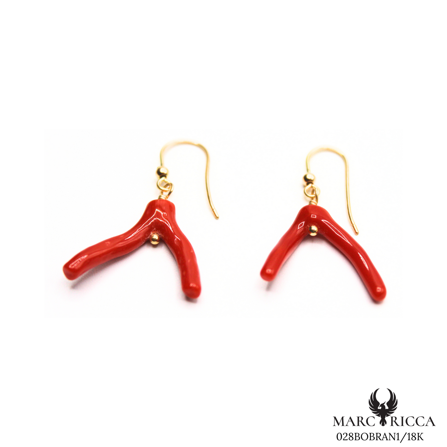 Boucles Or Corail Branche Pendante