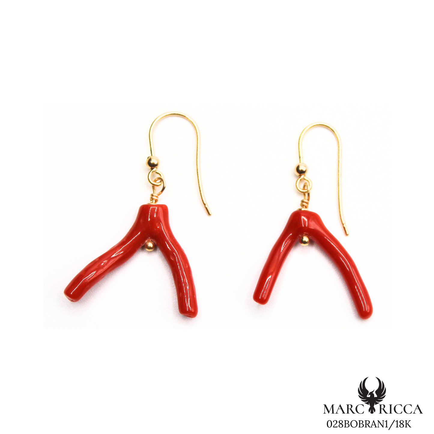 Boucles Or Corail Branche Pendante
