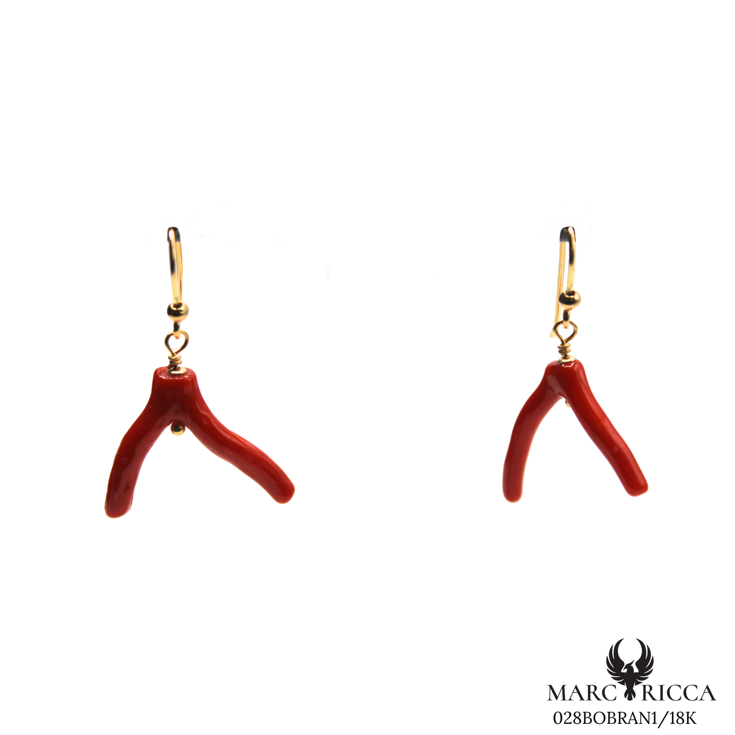 Boucles Or Corail Branche Pendante